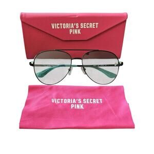 Victoria Secret PINK PK0017 01P Black Metal Aviator Sunglasses 57-16-140 0017